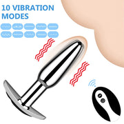 10 Speed Metel Anal Vibrator Butt Plug Small Anal Beads Plug Vibration Wireless Remote Control Prostate Massager Ass Sex toy