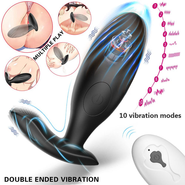 Telescopic Vibrating Butt Plug Anal Vibrator Wireless Remote Sex Toys for Women