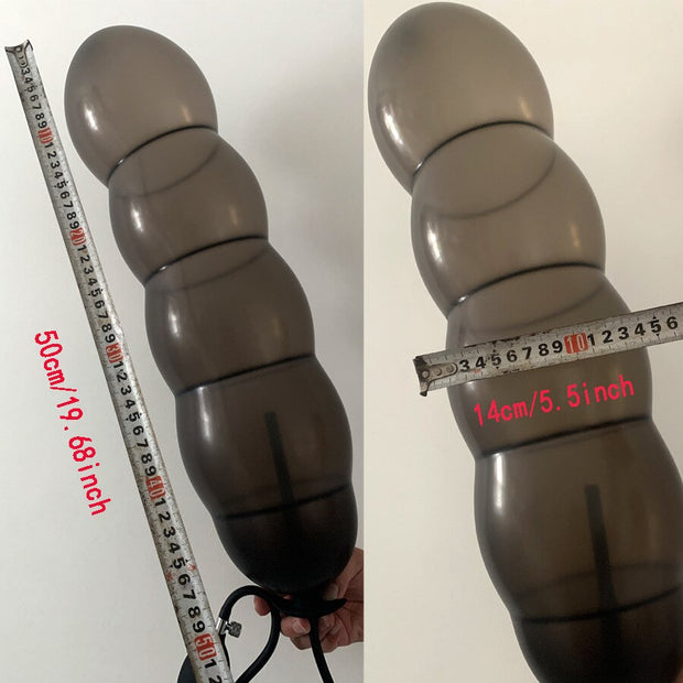 Expansion Diameter 14cm Inflatable Dildo Anal Plug with 5 Beads Built-in Silicone Column Huge Butt Plug Ass Dilator Anal Sex Toy
