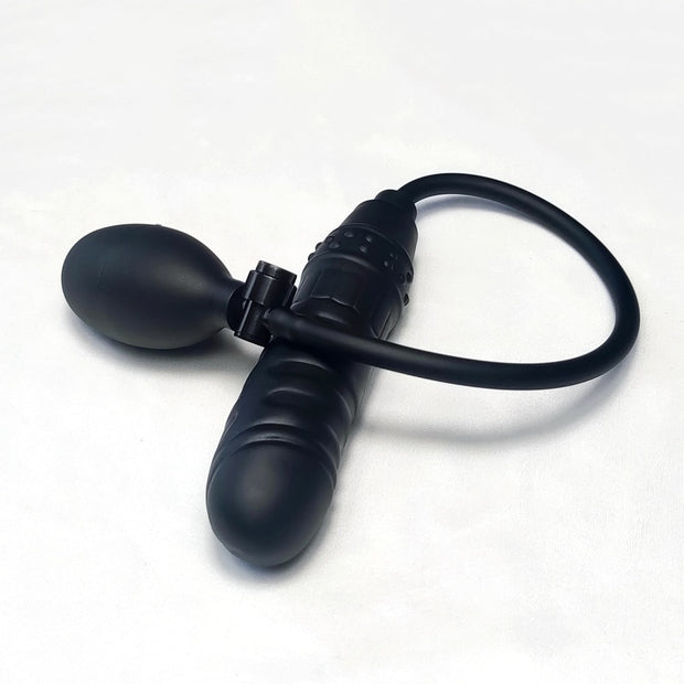 Expansion Diameter 14cm Inflatable Dildo Anal Plug with 5 Beads Built-in Silicone Column Huge Butt Plug Ass Dilator Anal Sex Toy