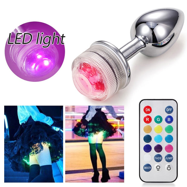 LED Shining Light Anal Sex Toys for Women Ass Smooth Butt Plug Tail  sex toy